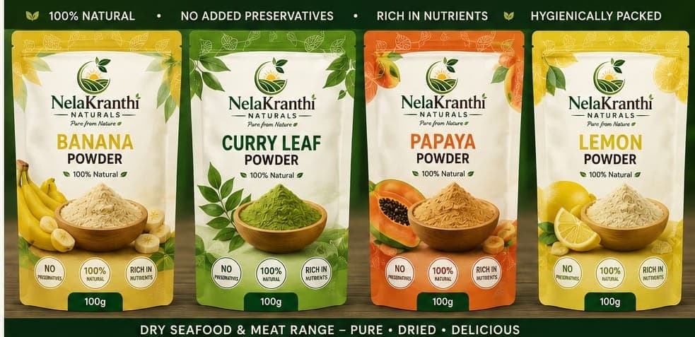 Natural Harvest Showcase - Solar-Dehydrated Fruits, Farm Greens & Natural Powders by Nela Kranthi Naturals